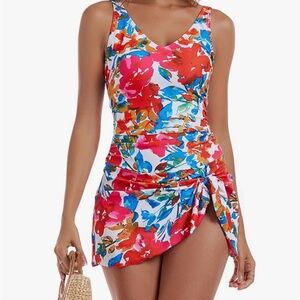 Aidonger White and Red Dress